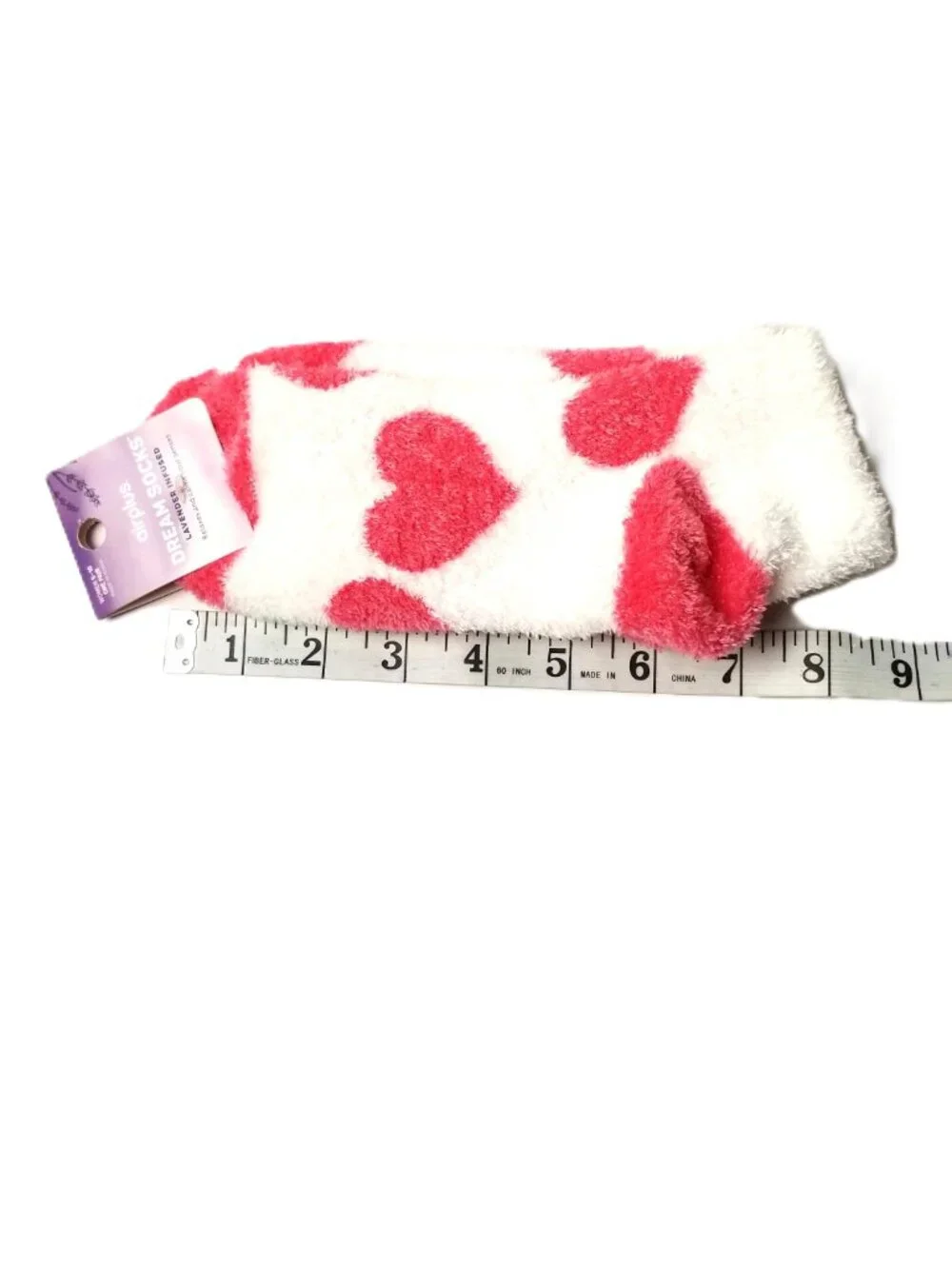 Airplus Dream Socks Womens 5-10 White Pink Heart Fuzzy Lavender Infused NWT